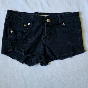Wet seal, Juniors short shorts, size 0, black, distressed